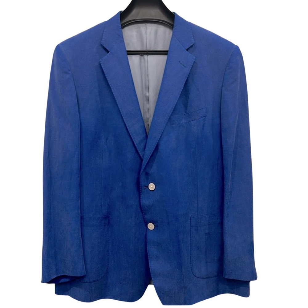 SAMUELSOHN Saks Fifth Avenue Linen Silk Men’s Sports Coat Blazer Royal Blue 48R